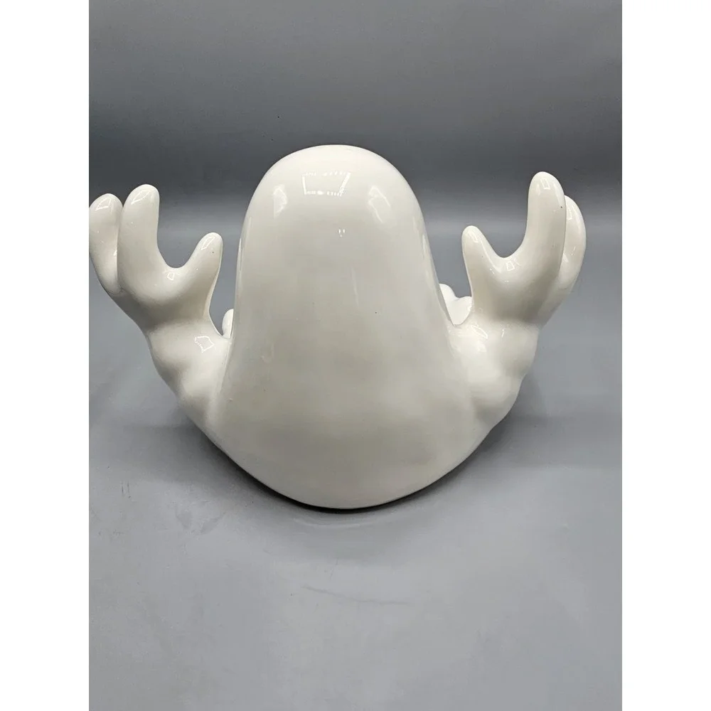 Vintage NCE 1992 Ghost Ceramic Halloween Candy Dish Bowl Boo! Lights Don't Work